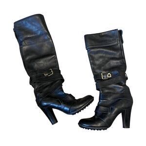 Chloe Paddington Prince Boot Women's 39.5 / 9 Fold over Knee High Strap Heel